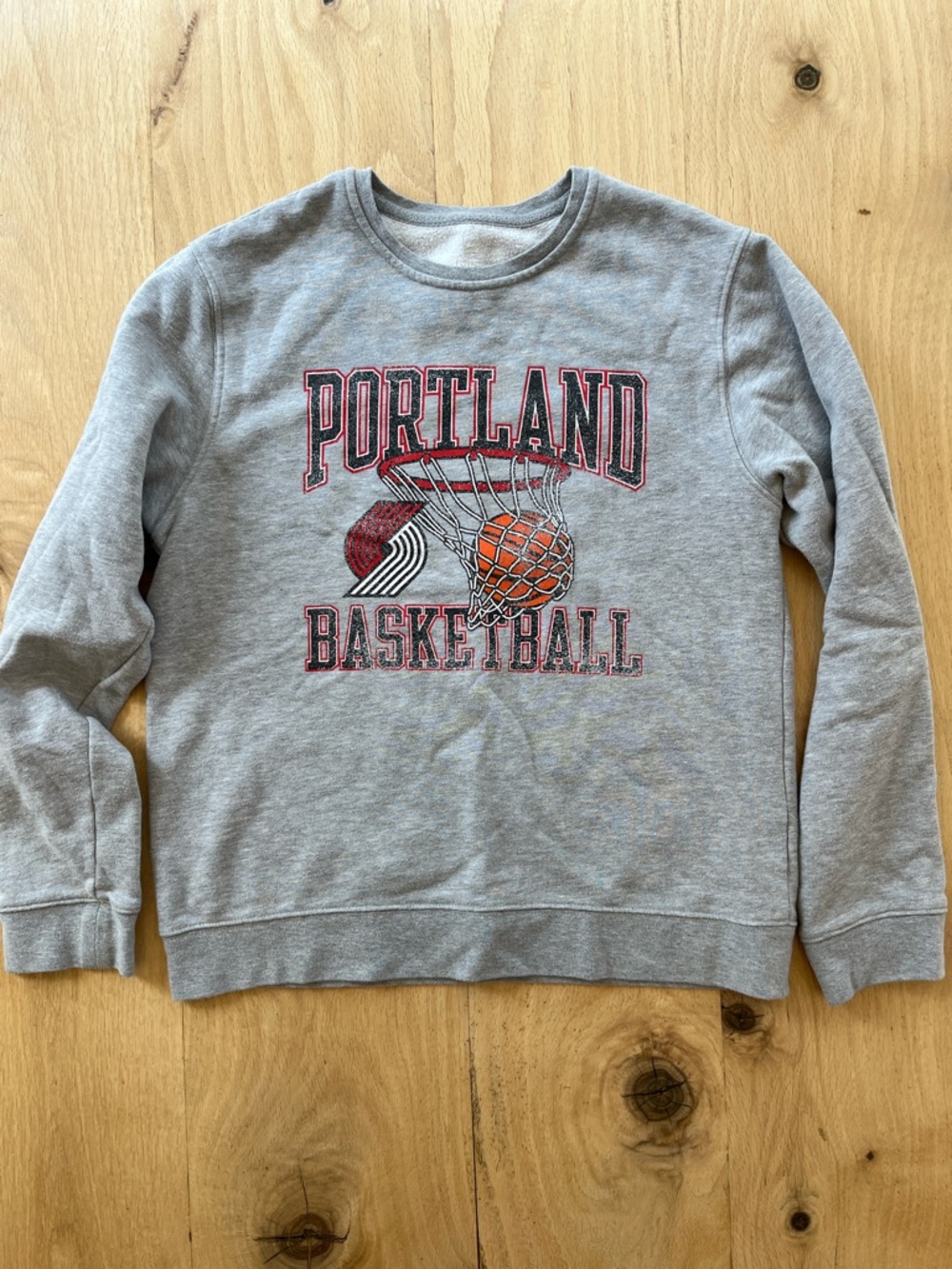 Old School Style Portland Trailblazers Basketball Grey Crewneck Sweatshirt